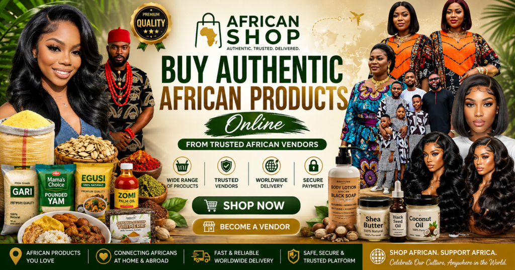 Buy authentic African products online from trusted African vendors worldwide