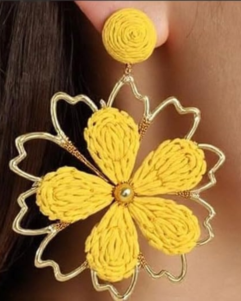 Drop Earrings for Women, Colourful Raffia Straw Woven Statement Earrings, Handmade, Summer, Tropics, Beach Jewellery