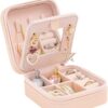 Travel Jewelry Organizer Case with Mirror-Portable Storage Box