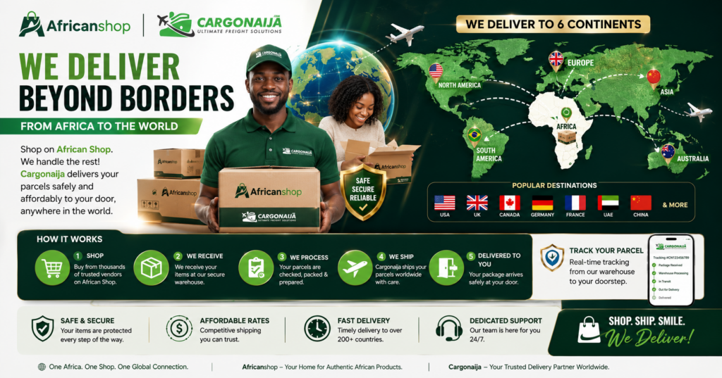 Worldwide delivery for African products through trusted logistics support