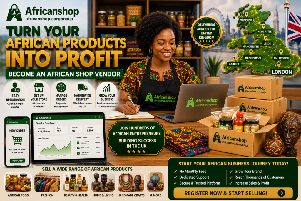 African business owner packing online orders through Africanshop marketplace