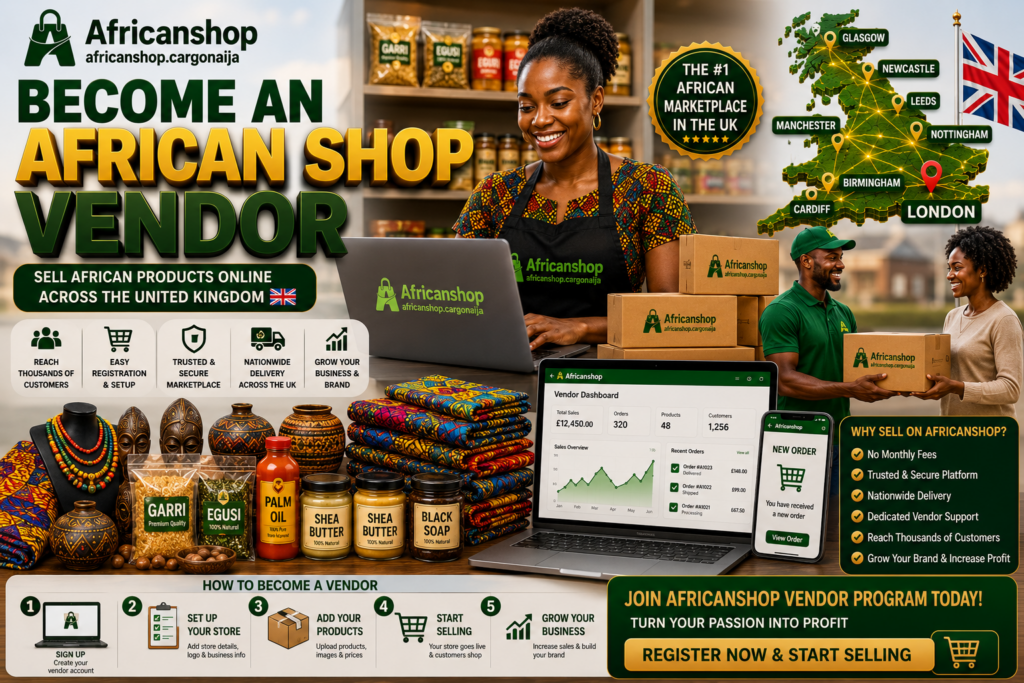 Africanshop delivery network serving customers throughout the United Kingdom