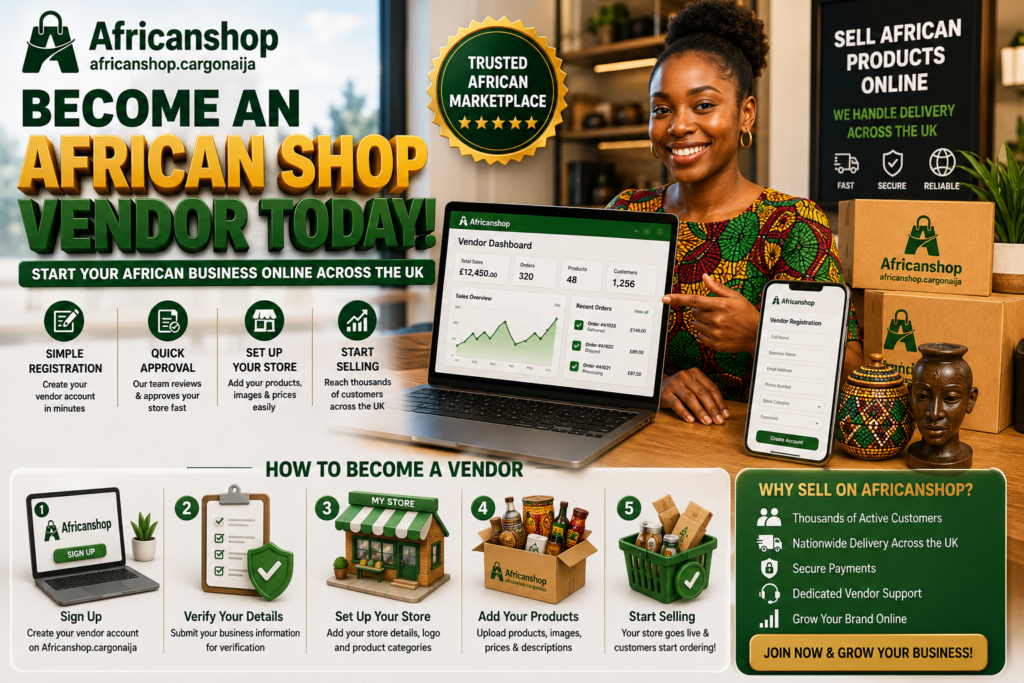 African entrepreneur registering a store on Africanshop.cargonaija marketplace