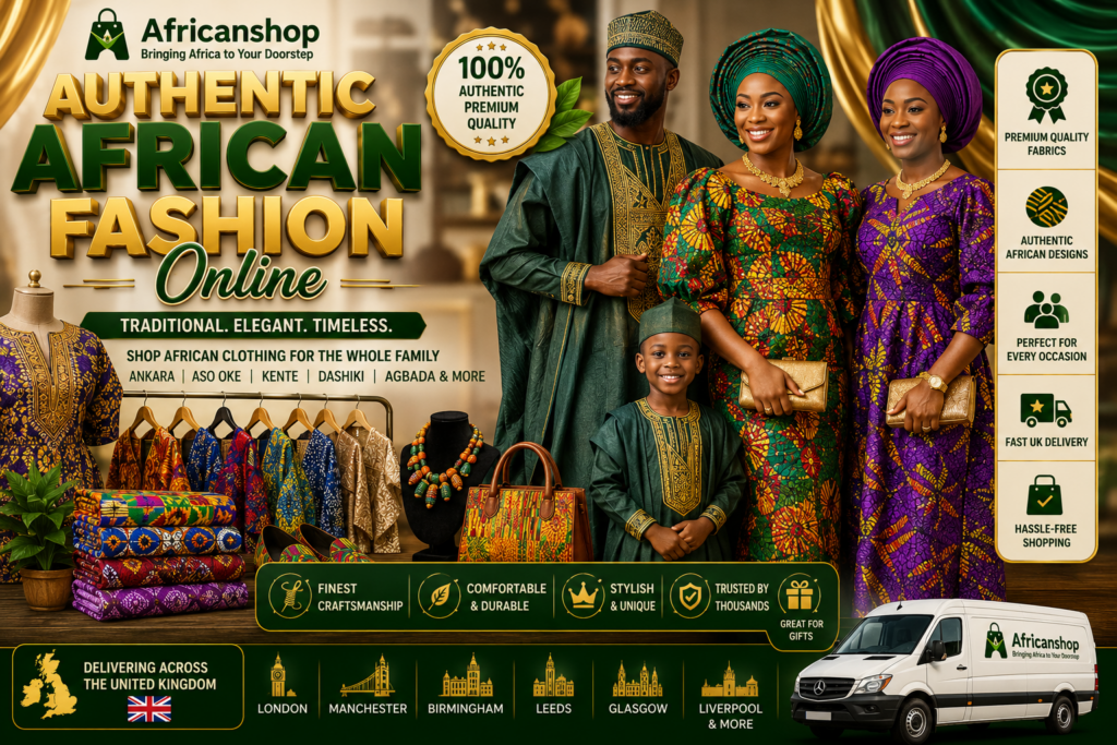 African clothing online UK featuring Ankara agbada aso oke and traditional African fashion