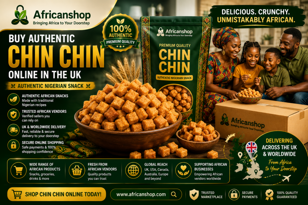 Authentic Nigerian Chin Chin available online in the UK with worldwide delivery from trusted African vendors