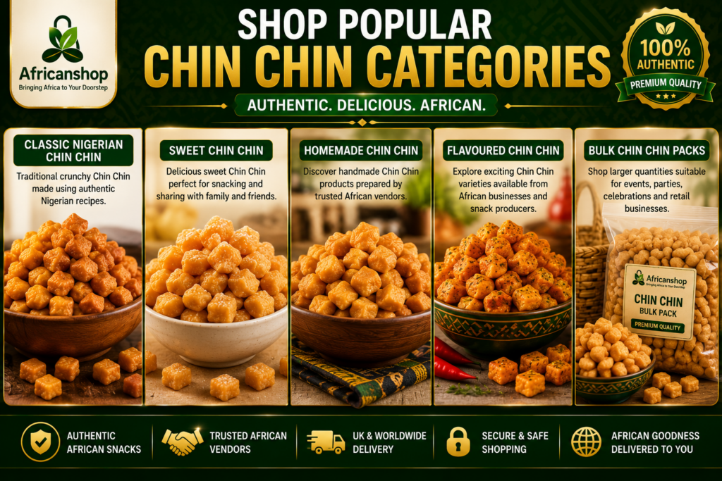 Classic sweet homemade flavoured and bulk Chin Chin available online from African vendors