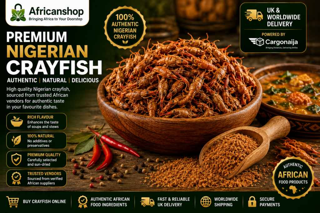 Premium dried Nigerian crayfish used in African soups stews and traditional recipes