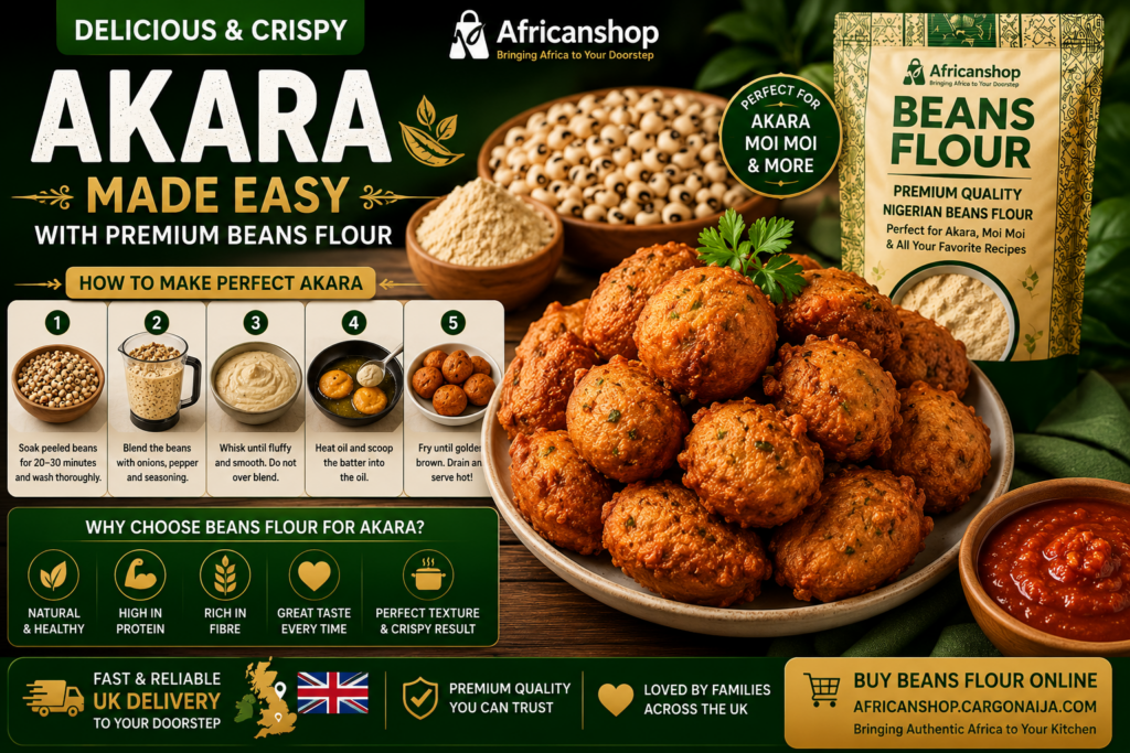 Fresh Nigerian akara prepared using premium beans flour