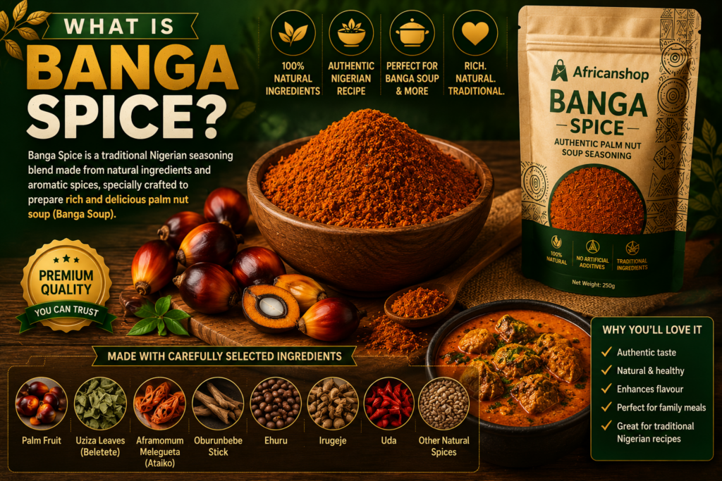 Traditional Banga Spice ingredients used for Nigerian palm nut soup and African cooking