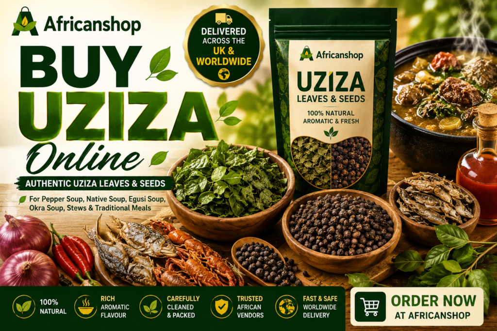 Popular Uziza products online UK including fresh Uziza leaves dried Uziza leaves Uziza seeds ground Uziza spice and bulk Uziza supply