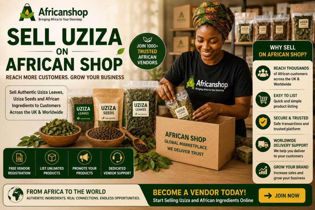 Sell Uziza on African Shop marketplace for vendors selling Uziza leaves Uziza seeds African spices Nigerian food products and traditional ingredients worldwide