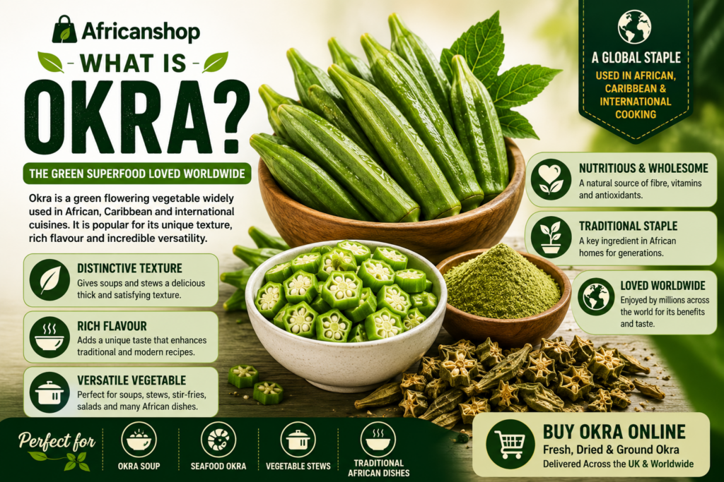 What is Okra green African vegetable used for Okra soup seafood Okra soup vegetable stews and traditional African cooking