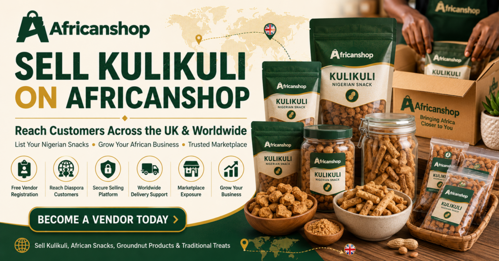 Sell Kulikuli on African Shop marketplace for vendors selling Nigerian snacks groundnut products African snacks traditional African treats and groceries worldwide