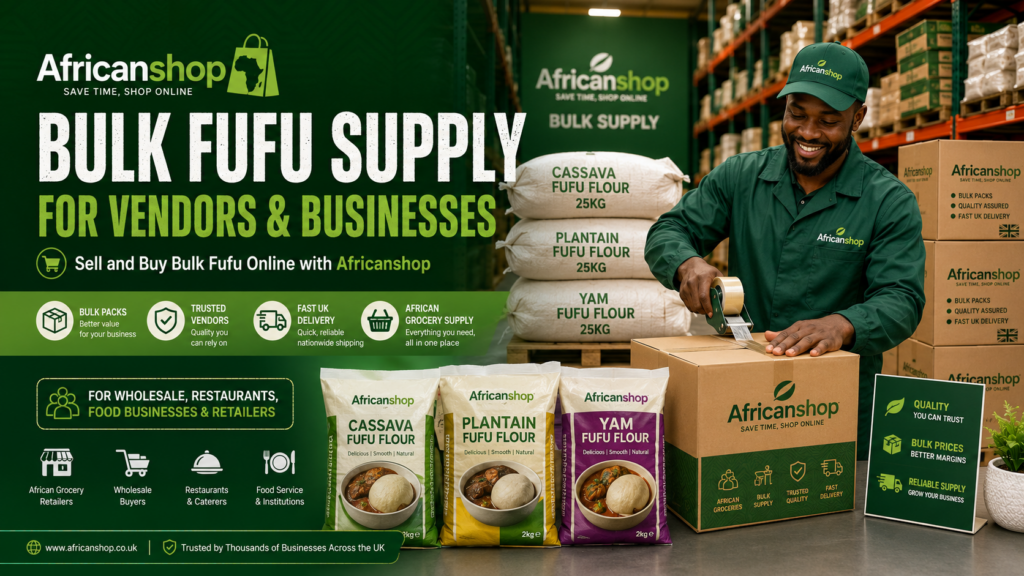 bulk fufu online for African grocery vendors restaurants food businesses and retailers