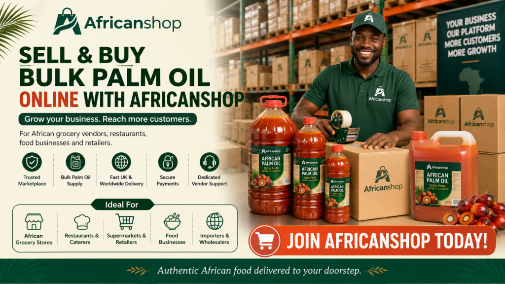 bulk palm oil online for African grocery vendors restaurants food businesses and traditional cooking ingredient sellers