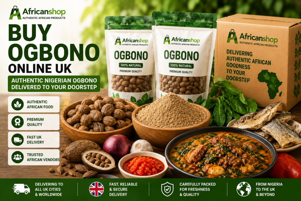 Buy ogbono online UK from Africanshop with authentic Nigerian ogbono seeds packed for delivery