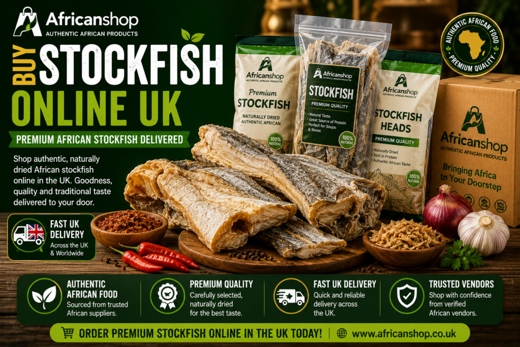 Buy stockfish online UK from Africanshop with premium African stockfish packed for delivery