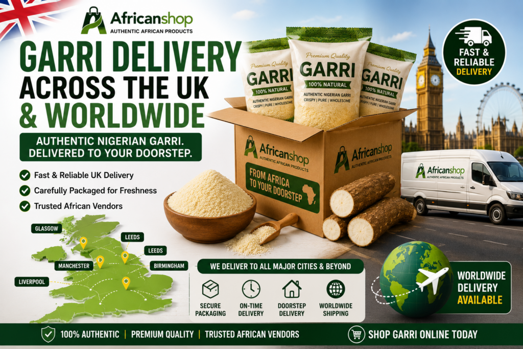 garri delivery across the UK and worldwide from Africanshop trusted African vendors