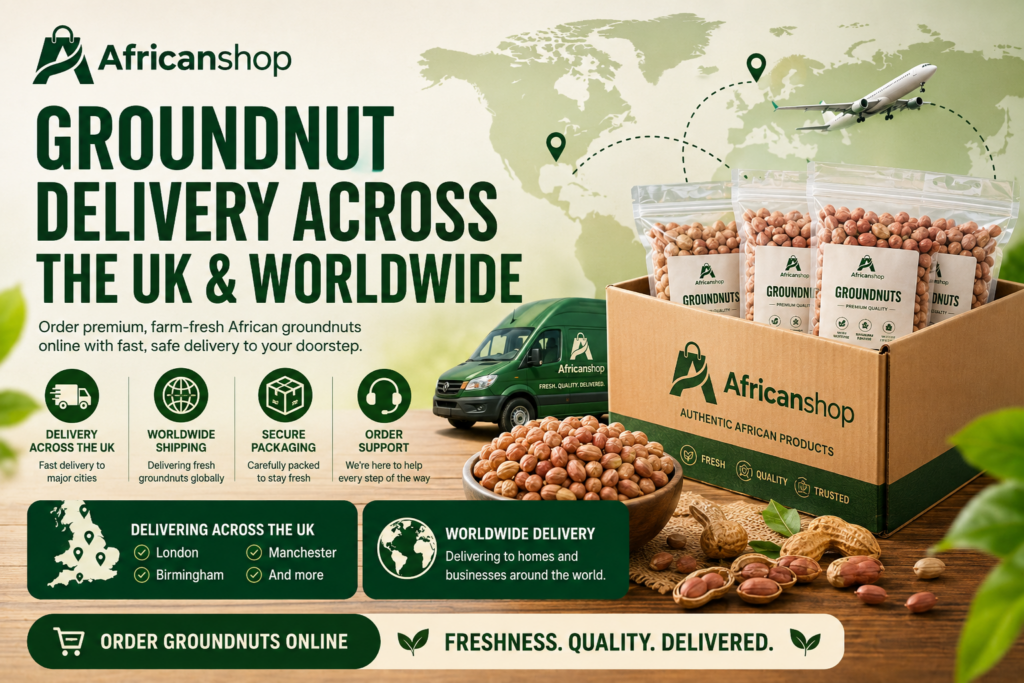 groundnut delivery across the UK and worldwide from Africanshop trusted African vendors.