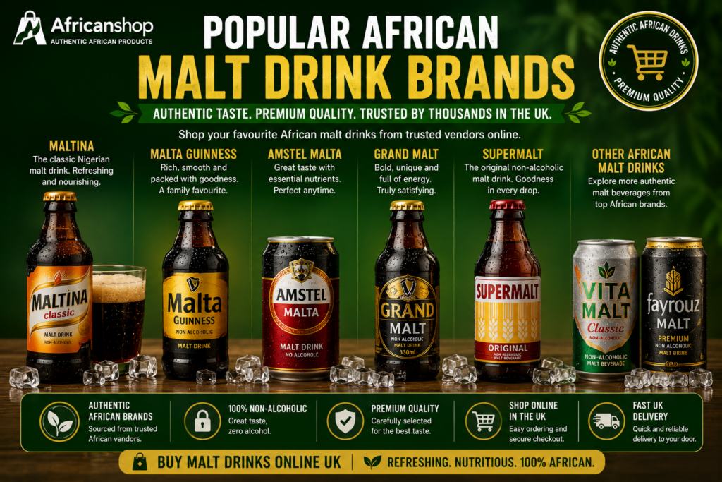 Maltina Malta Guinness Amstel Malta Grand Malt Supermalt and African malt beverages online UK
