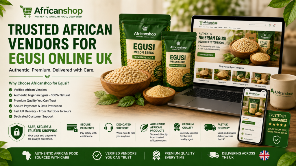 trusted African vendors selling authentic Nigerian egusi and African groceries online UK