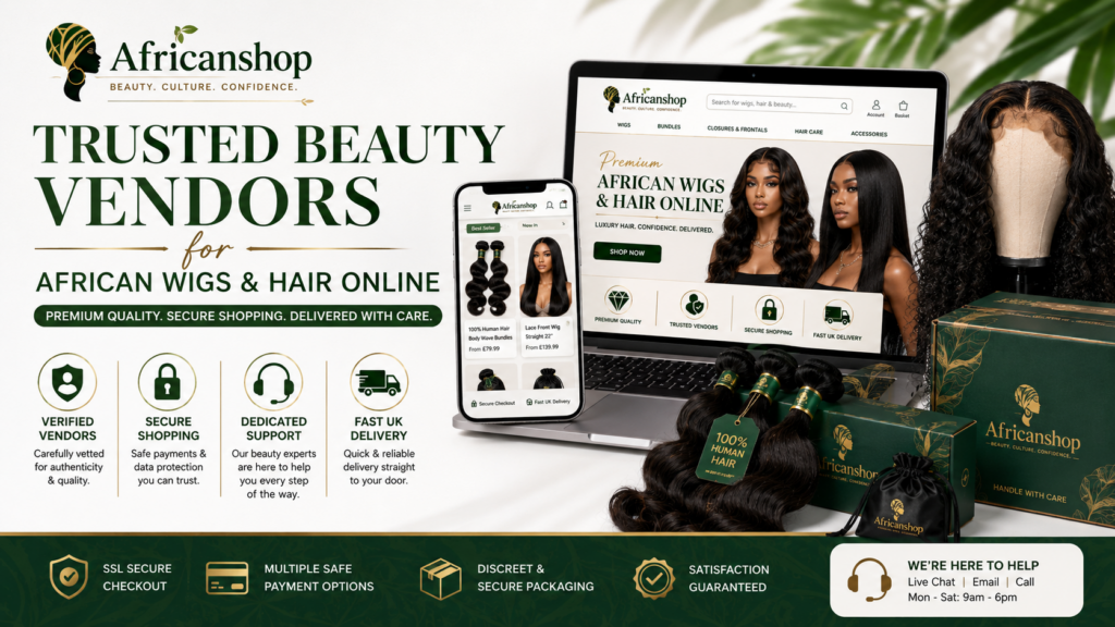 trusted beauty vendors selling premium African wigs hair bundles extensions and beauty products online