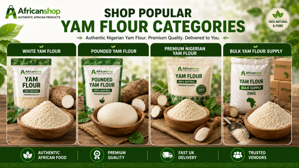 white yam flour pounded yam flour premium Nigerian yam flour and bulk yam flour supply online UK