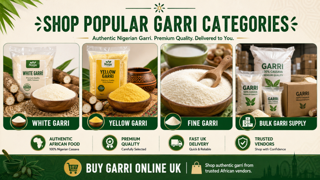 white garri yellow garri fine garri and bulk garri supply online UK from Africanshop