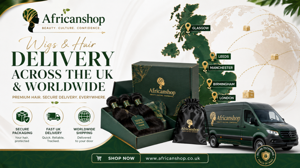 wigs and hair delivery across the UK and worldwide from Africanshop trusted beauty vendors