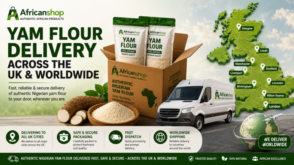 yam flour delivery across the UK and worldwide from Africanshop trusted African vendors